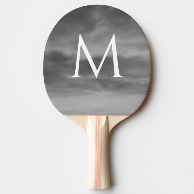 Snyggt Monogram Black White Grått Clouds Mönster Pingisracket (Framsidan)