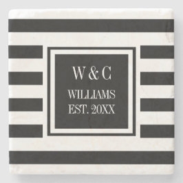 Snyggt Monogram Black White Rand Stenunderlägg