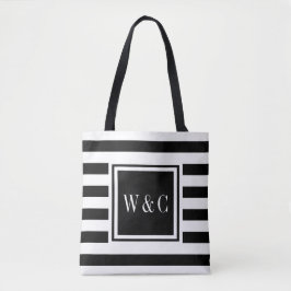 Snyggt Monogram Black White Rand Tygkasse