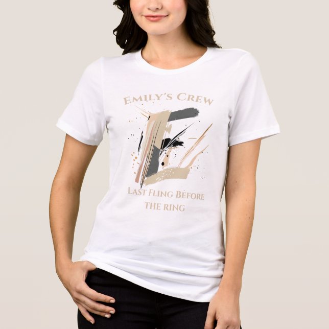 Snyggt Monogram - Brev E Abstrakt Bachelorette T Shirt (Framsida)