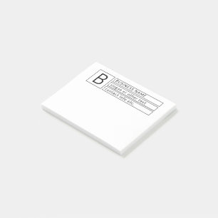 Snyggt Monogram & Business Namn (eller annan text) Post-it Block