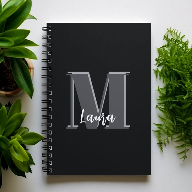 Snyggt Monogram enkel calligrafi-typografi Anteckningsbok (Simple black and white monogram notebook
)