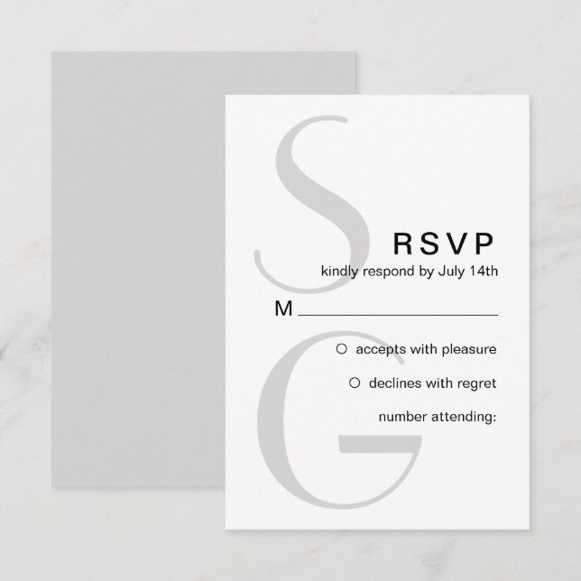 Snyggt Monogram. Enkel modern bröllop OSA (Fram/baksida)