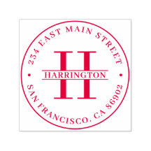 Snyggt Monogram Family Namn Round-Returadress