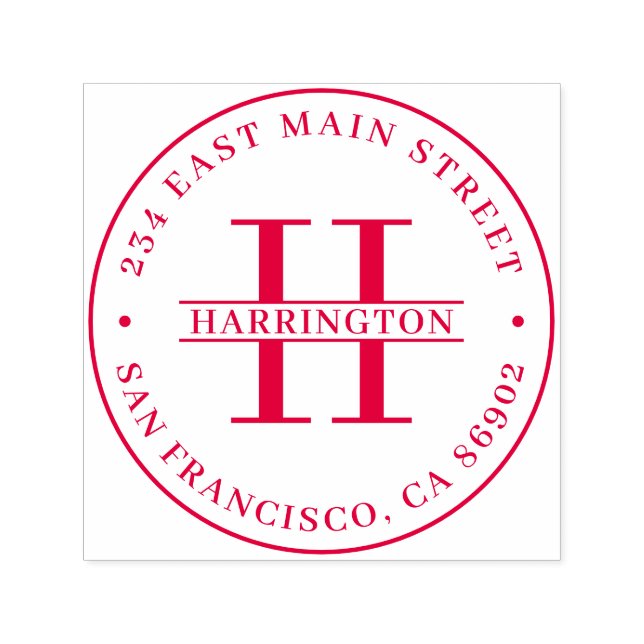 Snyggt Monogram Family Namn Round-Returadress Självfärgande Stämpel (Design)