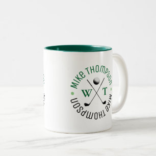 Snyggt Monogram för en Golf-Player-grönt Två-Tonad Mugg