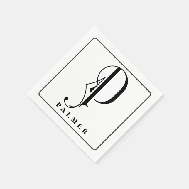 Snyggt Monogram första P Efternamn redigerbart Pappersservett (Hörn)