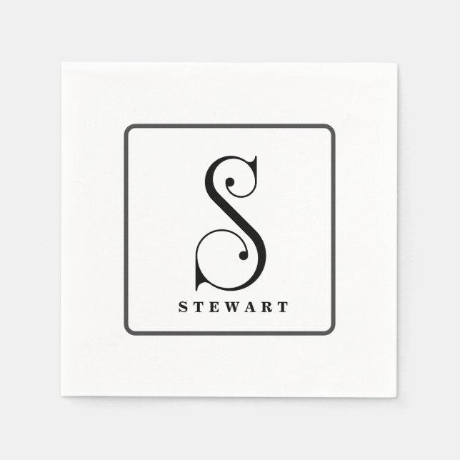 Snyggt Monogram första S, efternamn redigerbart Pappersservett (Framsidan)