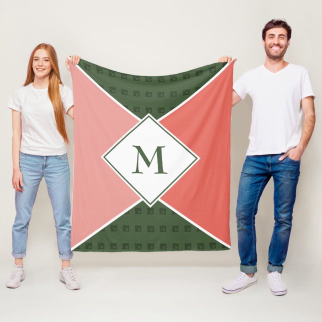 Snyggt MONOGRAM Geometric Watermelon Färg Fleecefilt (På plats)