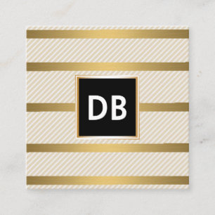 Snyggt Monogram Glamor Stripe Golden Fyrkantigt Visitkort