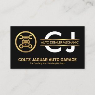 Snyggt Monogram Guld Auto Garage Visitkort