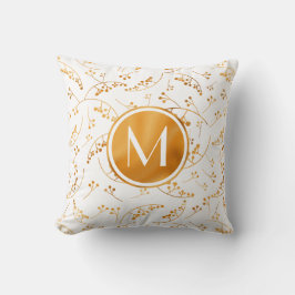 Snyggt monogram guld bär på vita mönster kudde