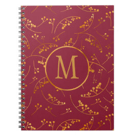 Snyggt monogram guld djupt bär mönster anteckningsbok