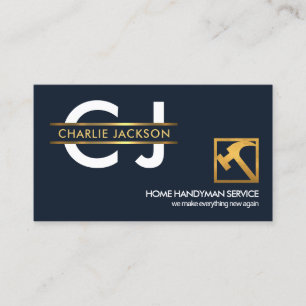 Snyggt Monogram Guld Placard Handyman Builder Visitkort