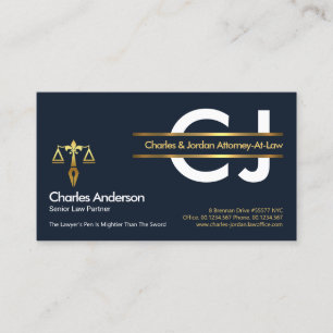 Snyggt Monogram Guld placard Lawyer Visitkort
