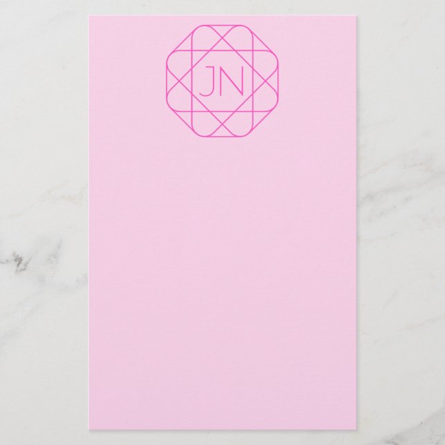 Snyggt monogram, hip logotypstil | Rosa & Magenta Brevpapper (Framsida)