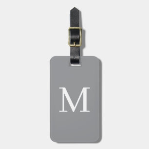 Snyggt Monogram Initial Alfabet Bokstav Grå Presen Bagagebricka