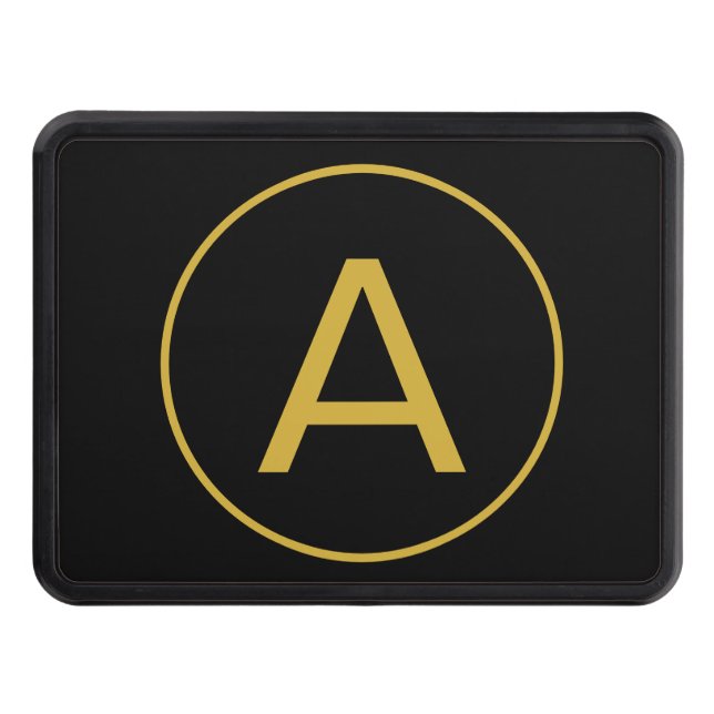 Snyggt Monogram Initial Brev Guld Färg Black Dragkroksskydd (Framsidan)