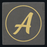 Snyggt Monogram Initial Brev Guld Färg Black Stenunderlägg<br><div class="desc">För att vinna förtroende för affärsvärlden behöver du en design som verkligen representerar dig. Denna enkla,  moderna och minimalistiska utformning kommer att hjälpa er mycket.</div>