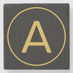 Snyggt Monogram Initial Brev Guld Färg Black Stenunderlägg