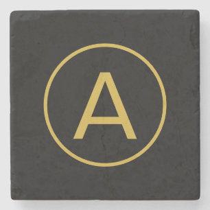 Snyggt Monogram Initial Brev Guld Färg Black Stenunderlägg