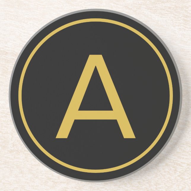 Snyggt Monogram Initial Brev Guld Färg Black Underlägg (Framsidan)