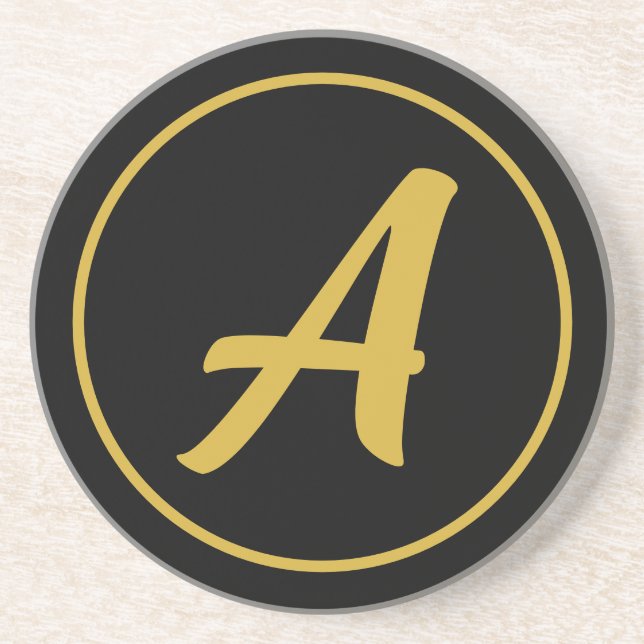 Snyggt Monogram Initial Brev Guld Färg Black Underlägg (Framsidan)