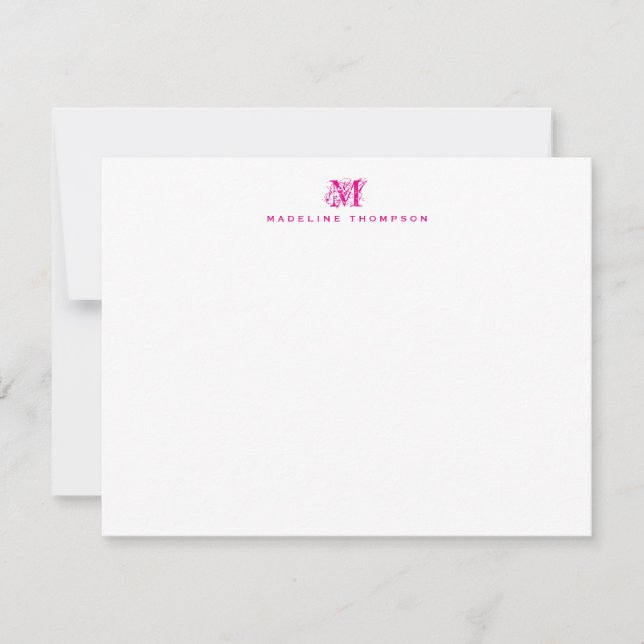 Snyggt Monogram - kort för enkel Magenta (Framsida)
