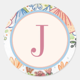 Snyggt Monogram kuvertförsegling Runt Klistermärke