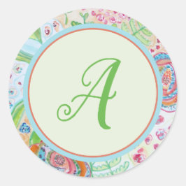 Snyggt Monogram kuvertförsegling Runt Klistermärke