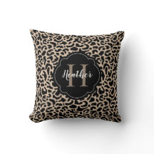 Snyggt Monogram Leopard Skriv ut Dekorativ kudde