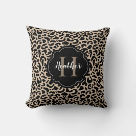 Snyggt Monogram Leopard Skriv ut Dekorativ kudde