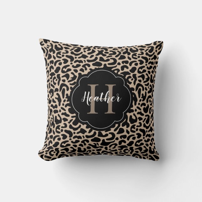 Snyggt Monogram Leopard Skriv ut Dekorativ kudde (Framsida)