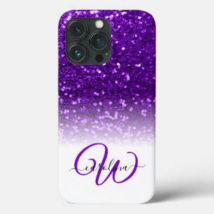 Snyggt, monogram lila glitter namn vit