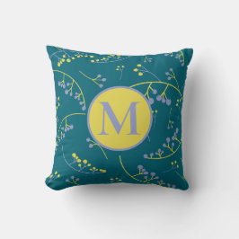 Snyggt monogram lilax gult bär mönster kudde