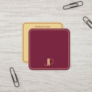 Snyggt Monogram Mall Luxury Bordeaux och Guld Fyrkantigt Visitkort