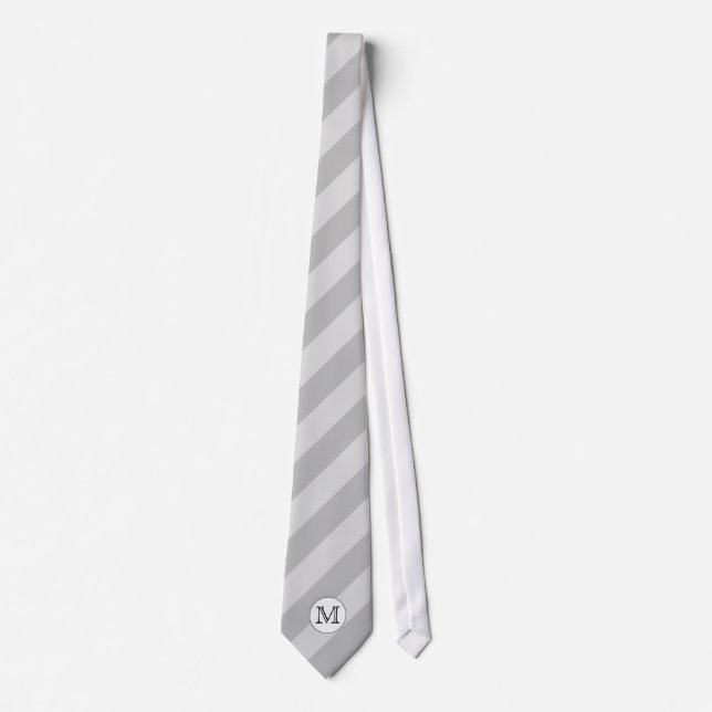 Snyggt Monogram med Grått Rand.Anpassad. Slips (Framsida)