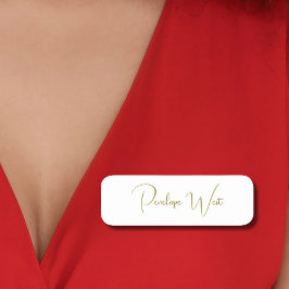 Snyggt Monogram Modern Minimal White Guld-skript Namnbricka