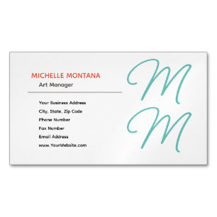 Snyggt Monogram Modern Minimalist Plain Magnetiska Visitkort