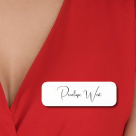 Snyggt Monogram Modern Minimalist White Script Namnbricka