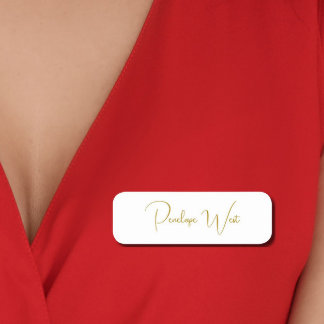 Snyggt Monogram Modern Minimalist White Script Namnbricka