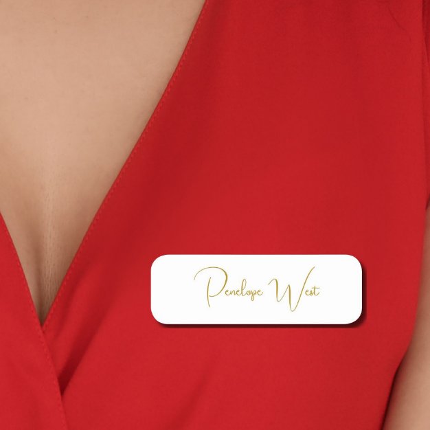 Snyggt Monogram Modern Minimalist White Script Namnbricka (Skapare uppladdad)