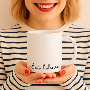 Snyggt Monogram Modern Minimalistisk vit skript Kaffemugg