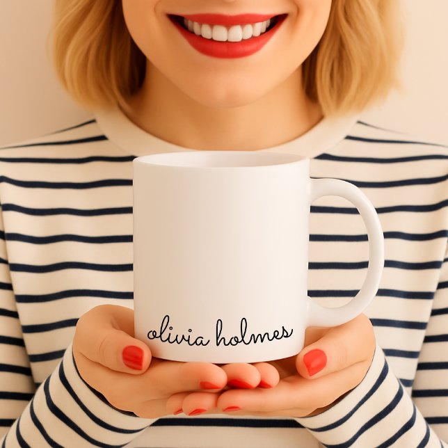 Snyggt Monogram | Modern Minimalistisk vit skript Kaffemugg (Skapare uppladdad)