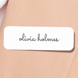 Snyggt Monogram | Modern Minimalistisk vit skript Namnbricka