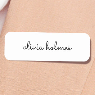 Snyggt Monogram   Modern Minimalistisk vit skript Namnbricka