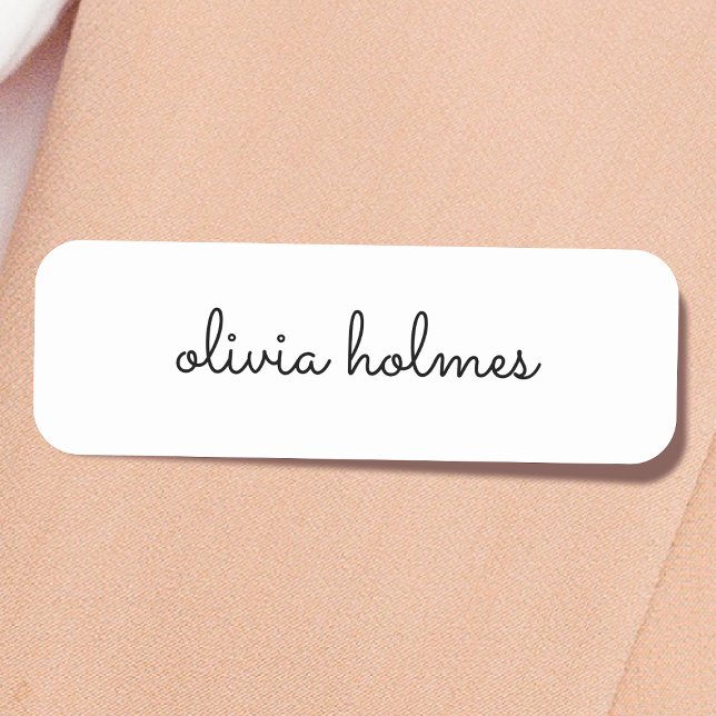 Snyggt Monogram | Modern Minimalistisk vit skript Namnbricka (Skapare uppladdad)