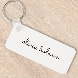 Snyggt Monogram | Modern Minimalistisk vit skript Nyckelring