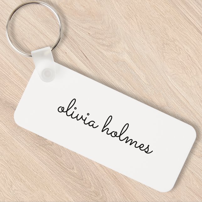 Snyggt Monogram | Modern Minimalistisk vit skript Nyckelring (Skapare uppladdad)