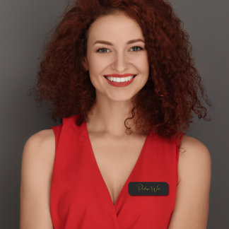 Snyggt Monogram Modern Minimum Black Guld Namnbricka